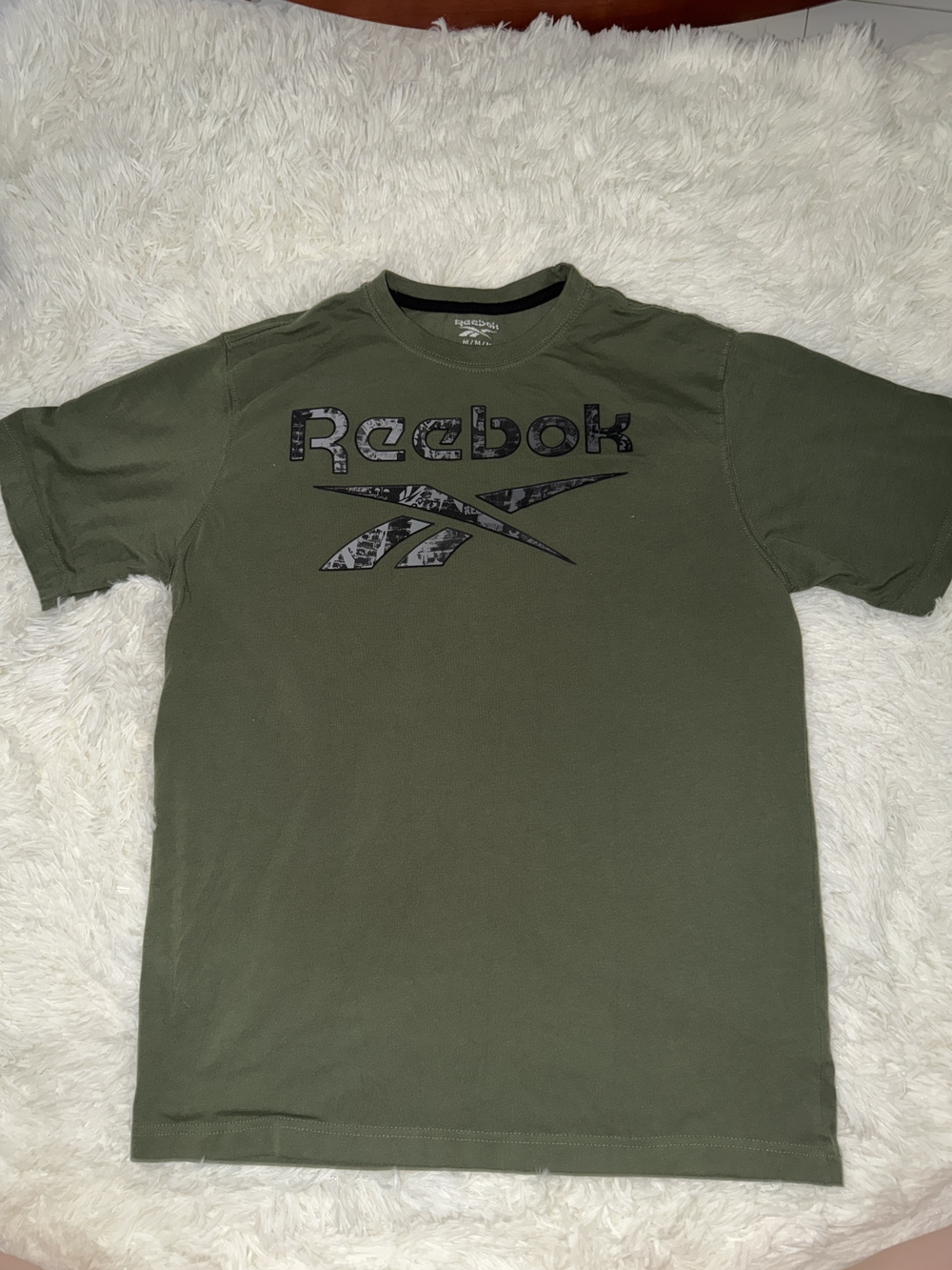 Reebok Olive Green Short Sleeve Logo Tee